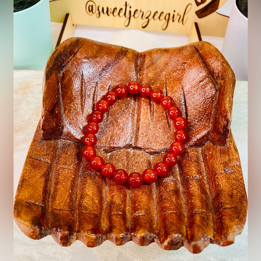 Carnelian Stone of Vitality & Passion Gemstone Beaded Stretch Bracelet